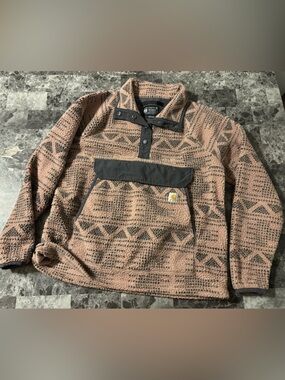 Carhartt Relaxed Fit Sherpa Pullover - Blush Pink & Black Trim